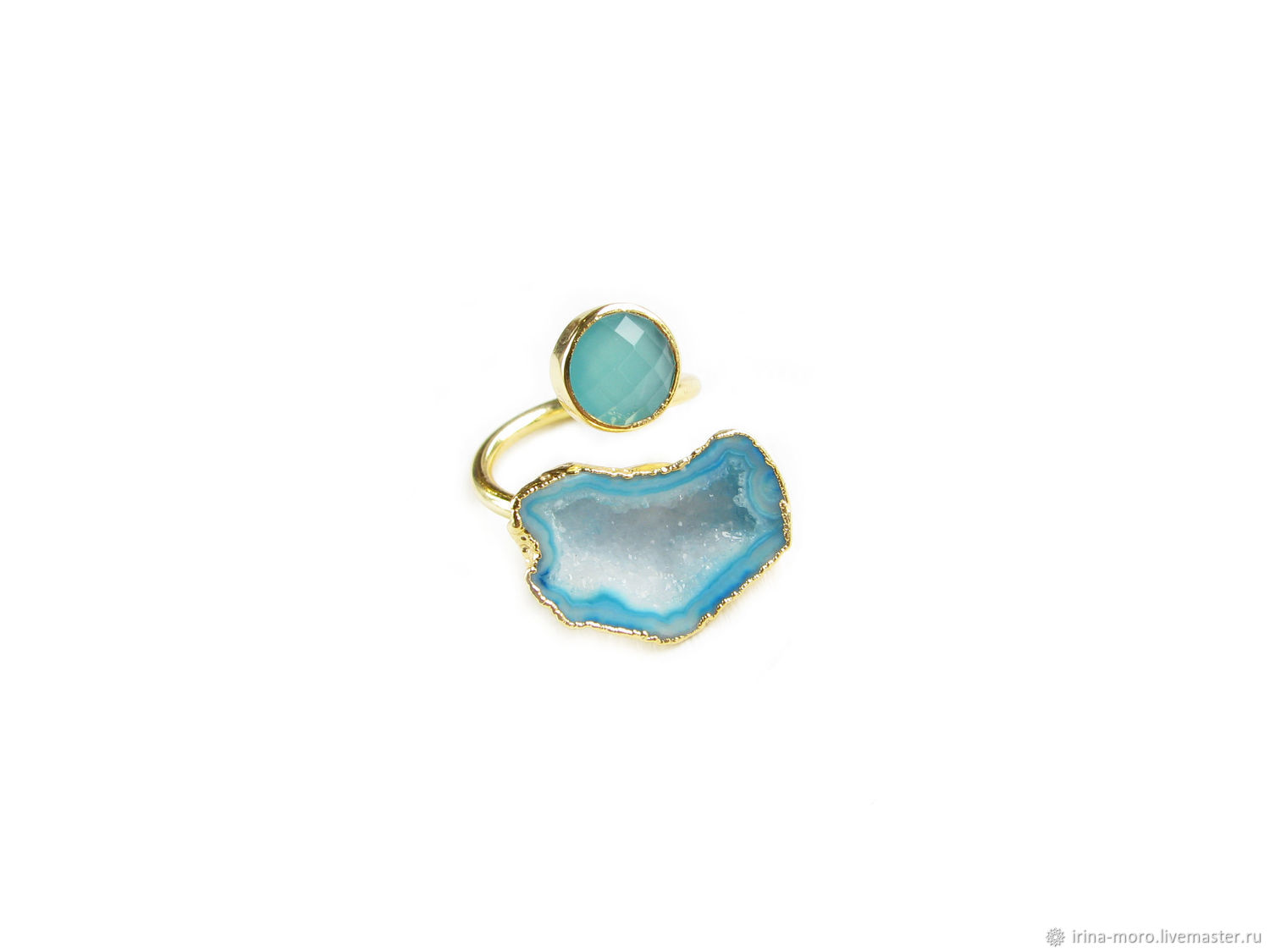 Ring with chalcedony and quartz 'Raindrop' blue ring, Rings, Moscow,  Фото №1