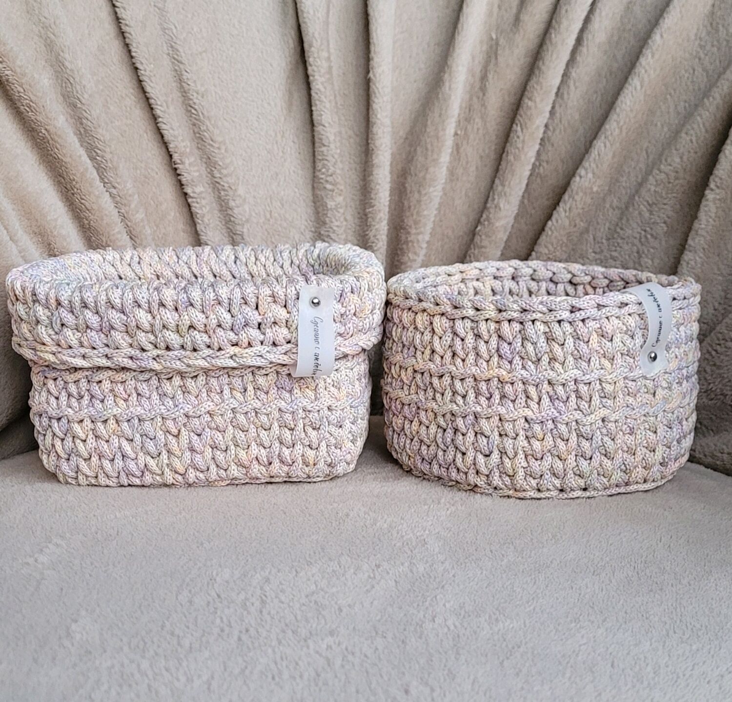 Вязанные корзинки из полиэфирного шнура – заказать на Ярмарке Мастеров ...