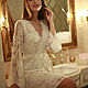 Короткий кружевной халат с шелковой подкладкой D4. Халаты. Apilat wedding dresses and lingerie. Ярмарка Мастеров.  Фото №6