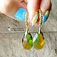 Серьги с каплями Swarovski позолота 24к по серебру "Mai Tai". Серьги классические. Farfalla Design by Olga Kadaner. Ярмарка Мастеров.  Фото №6