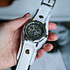 Bohemia white transparent mechanical wrist watch with leather strap. Watches. MART. My Livemaster. Фото №4