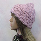 Аксессуары handmade. Livemaster - original item A cap with a lapel - honeycomb, in pearl pink color.. Handmade.