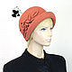 Elegant ladies felt hat. Color coral, Hats1, Ekaterinburg,  Фото №1