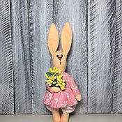 Куклы и игрушки handmade. Livemaster - original item Tilda Animals: Hare Tilda of felt with flowers. Handmade.