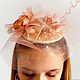Hat for formal occasions beige and gold with a veil of Lira, Hats1, Novosibirsk,  Фото №1