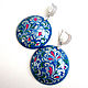 Large earrings with a painting on a VISIT to the SNOW QUEEN-2, Earrings, Nizhny Novgorod,  Фото №1