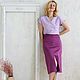Cotton Satin Violet skirt, purple trapezoid skirt with a slit. Skirts. mozaika-rus. Online shopping on My Livemaster.  Фото №2