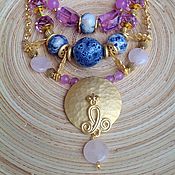 Украшения handmade. Livemaster - original item Multi-row necklace and earrings in Oriental style Gold of Midas.. Handmade.