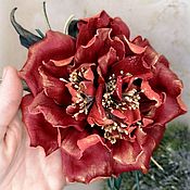 Украшения handmade. Livemaster - original item Flower from leather brooсh peony Сolorful. Handmade.