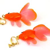 Украшения handmade. Livemaster - original item Gold fish clip earrings, funny earrings, funny earrings. Handmade.
