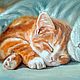 Картина кошка с котенком Спящие кошки маслом. Картины. Юлия Берсенева Цветные коты. Интернет-магазин Ярмарка Мастеров.  Фото №2