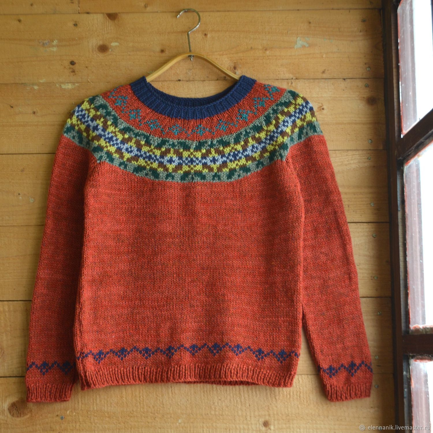 Свитер в стиле лопапейса Яркий рыжий купить в интернет-магазине Ярмарка ...