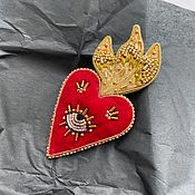 Украшения handmade. Livemaster - original item Red Flaming Heart Brooch I SEE. Handmade.
