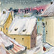 Painting 'Snowy-snowy' watercolor (city, landscape), Pictures, Korsakov,  Фото №1