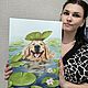  Собака в пруду среди кувшинок. Картины. Картина маслом    Алёна Данкова. Ярмарка Мастеров.  Фото №9
