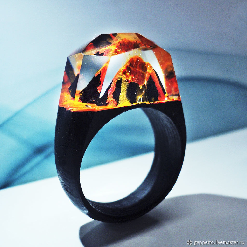 Wooden ring "Volcano" купить на Ярмарке Мастеров Rings