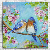 Картины и панно handmade. Livemaster - original item Paintings with birds Two birds A couple in love. Handmade.