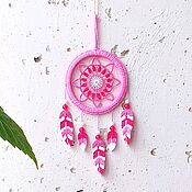 Для дома и интерьера handmade. Livemaster - original item Small hot pink knitted dream catcher. Handmade.
