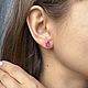 Серьги гвоздики со шпинелью. Серьги-пусеты. Natura Silverica. Интернет-магазин Ярмарка Мастеров.  Фото №2