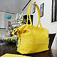 Bag made of Python. Pimonova large bag with long handles. Beautiful female bag for travel. Elegant yellow bag Python. Bright fashion bag leather Python. Women's handbag handmade.
