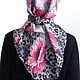 Batik Shawl silk 100% Pink Poppies on Grey Leopard Print. Shawls1. Silk Batik Watercolor ..VikoBatik... My Livemaster. Фото №4