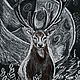 Deer and silver moon.( Drawing oil pastel), Pictures, Ikryanoe,  Фото №1
