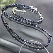 Работы для детей, handmade. Livemaster - original item Women`s beads made of natural stones sapphire 2 mm. Handmade.