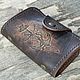 Картхолдер визитница Якорь Компас из кожи коричневый. Картхолдер. Iron Arm Leatherworks (Екатерина). Ярмарка Мастеров.  Фото №4