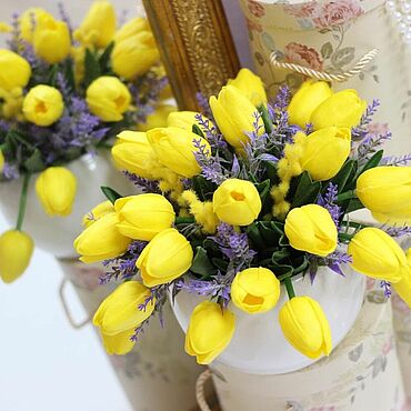 цветы и флористика ручной работы. ярмарка мастеров - ручная работа букет из желтых тюльпанов. весенние цветы. handmade.