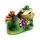 Ceramic figurine 'Frog with a flower'. Figurines. aboka. Online shopping on My Livemaster.  Фото №2