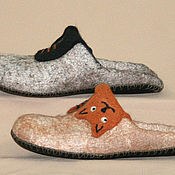 Обувь ручной работы handmade. Livemaster - original item Women`s felted Slippers Two cats-2. Handmade.