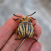 Украшения handmade. Livemaster - original item Textile brooch Beetle Colorado. Handmade.