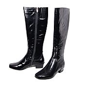 Винтаж handmade. Livemaster - original item Boots made of glossy black leather. Narrow boot. Handmade.