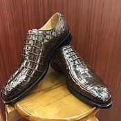 Обувь ручной работы handmade. Livemaster - original item Men`s shoes, one-piece, crocodile leather, brown.. Handmade.