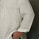 Белая рубашка из льна с капюшоном и на молнии. Рубашки мужские. Татьяна. Платья, рубашки из льна. Ярмарка Мастеров.  Фото №4