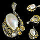 Pendant Flowers, Baroque and round pearls, peridot, silver, gilding, Pendants, Moscow,  Фото №1