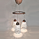 Lamp `champagne Foam` with three diffusers. Woven ceramics Elena Zaichenko
