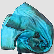 "Морской" платок из натурального шелка в наличии