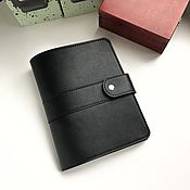 Канцелярские товары handmade. Livemaster - original item Black genuine leather cover for Notepad on rings. Handmade.