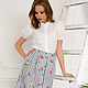 Striped skirt with flower embroidery, summer cotton white gray buttons. Skirts. mozaika-rus. My Livemaster. Фото №6