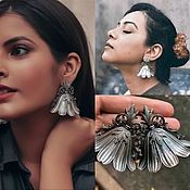 Украшения handmade. Livemaster - original item Designer Earrings Bells Parrots Lovebirds. Handmade.