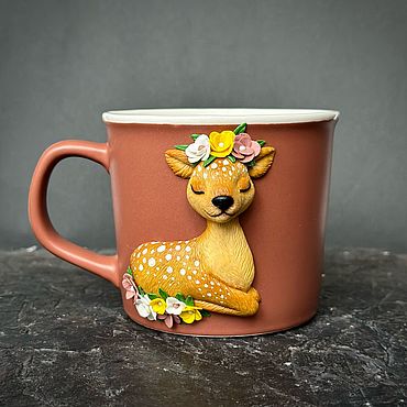 Посуда ручной работы. Ярмарка Мастеров - ручная работа Кружка с олененком. Handmade.