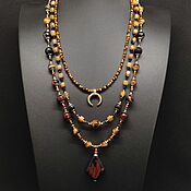 Украшения handmade. Livemaster - original item Set necklace and earrings with tiger, bull and hawkeye. Handmade.
