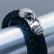 Украшения handmade. Livemaster - original item Eagle Bracelet | Silver | Braided Leather. Handmade.