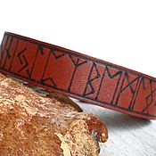 Украшения handmade. Livemaster - original item Genuine Leather Bracelet with Runes, Futhark bracelet.. Handmade.