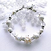 Украшения handmade. Livemaster - original item Bracelet snow quartz, agate, pearls and rock crystal. Handmade.