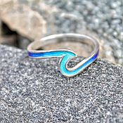 Украшения handmade. Livemaster - original item Wave, a ring made of silver with enamel. Handmade.
