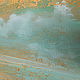 Painting Day Turquoise sea landscape on a golden background. Pictures. kdushi. My Livemaster. Фото №4