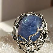 Ring with Apatite blue