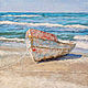 Painting Boat and turquoise sea 50h50 cm (blue, marine, beige), Pictures, Smolensk,  Фото №1